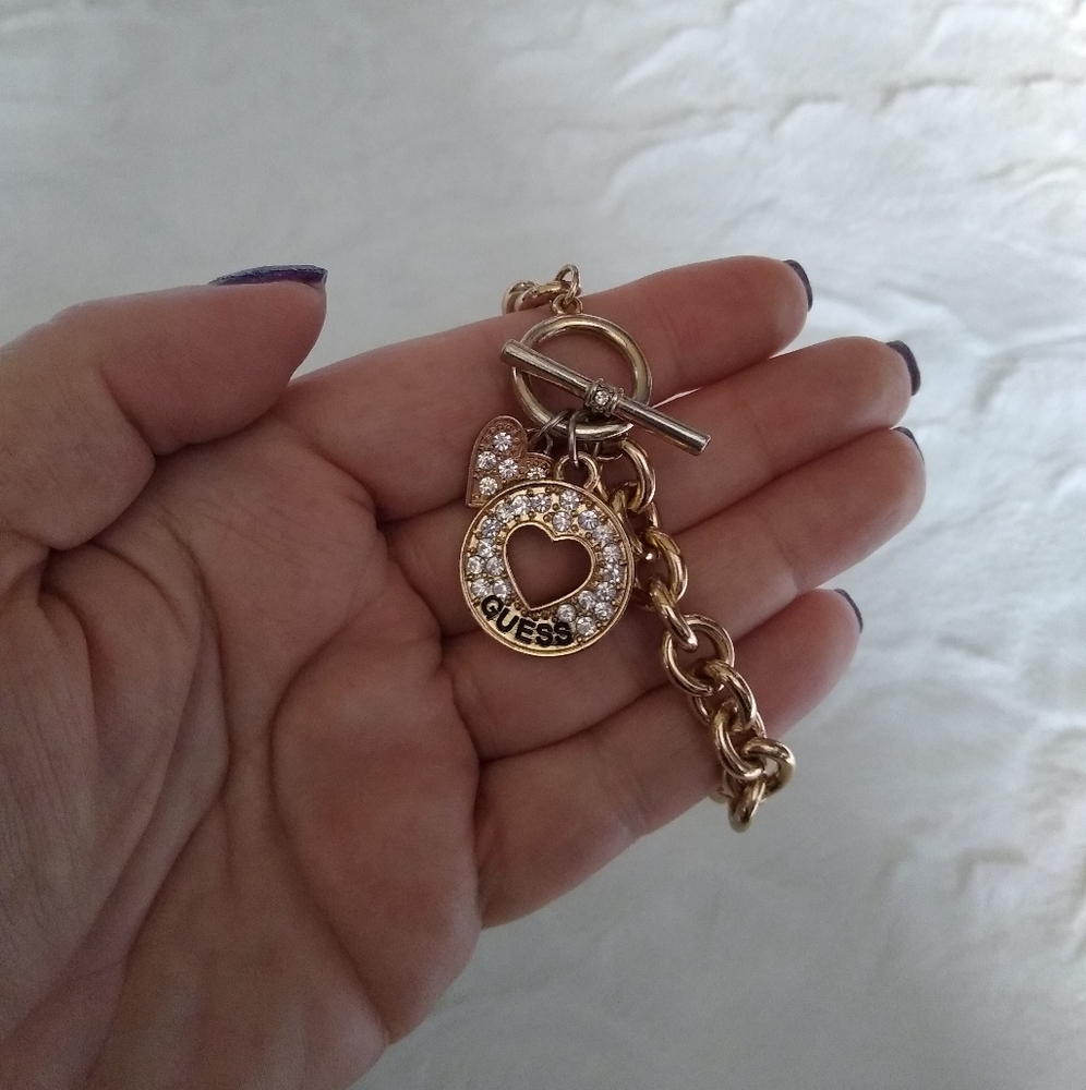 Guess Rhinestone Heart Toggle Bracelet - Picture 3 of 6